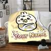 1pc Chiikawa Blanket with Custom Name, Gift, for Men and Women, Soft Blanket, Good for Sofa Bed Couch Travel, Lightweight Flannel Blanket