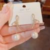 Sweet Temperament Shining Zircon Bow Imitation Pearl Stud Earrings for Women Charm Bride Wedding Engagement Jewelry Accessories