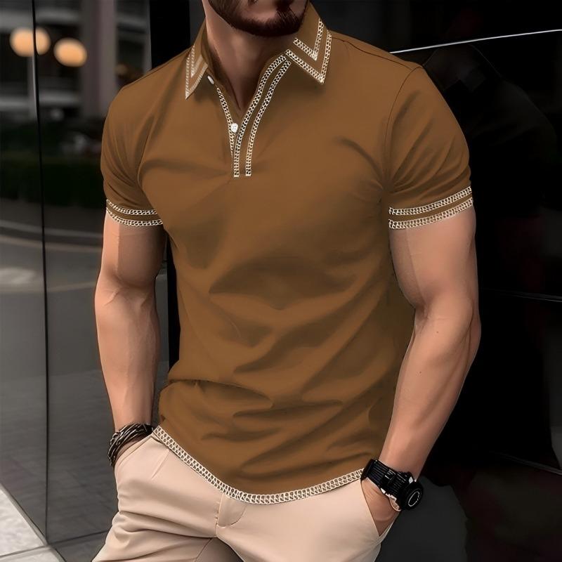 Summer Men's Casual Collar Line Short Sleeved T-shirt Polo Shirt
