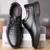 Comfortable Men's Leather Shoes Spring and Autumn Casual Breathable Men's Shoes Soft Sole Round Head Black Business Hotel Low Top Medium Shoes