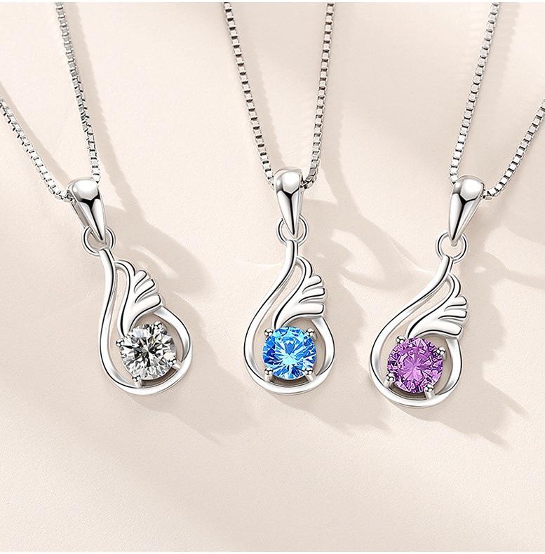 

New Angel Tears Pendant Women s Fashion Water Drop-shaped Feather Angel Wing Necklace