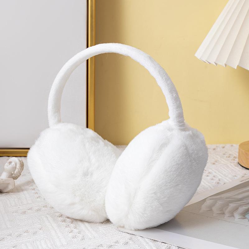 Women's Winter White Plush Windproof Earmuffs with Extra Warmth and Cold Protection.