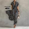 2026 European and American Cross-border Temu Amazon Independent Station Temperament Professional Women's Clothing Short-sleeved Striped Shirt Dress