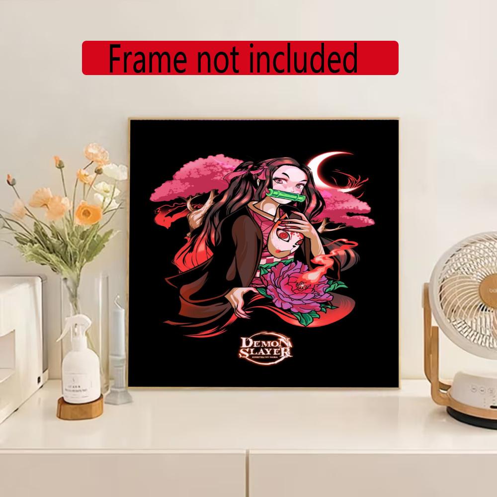 Nezuko Kamado Collage 5D Diamond Painting Round Diamond Rhinestones Mosaic Diamond Embroidery Wall Paintings Rhinestones Gift Frameless