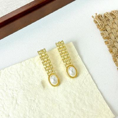 Pearls Earrings Ear Studs Drop Earrings Alloy Texture Piercing Ear Jewelry Statement Style Earrings for Fashion Look