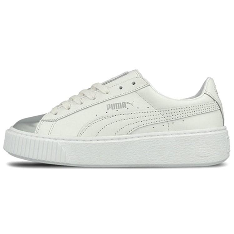 (WMNS) PUMA Basket Skate shoes White Silver Women s 366169-01 EU 40