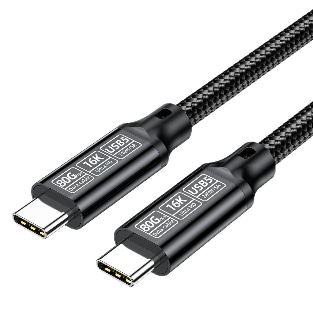 USB5 16K C-to-C Cable: Dual-Head 80G Data, PD240W Fast Charge, USB4 Compatible