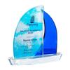 Customized Sailboat Award Color Printing, Crystal Trophy Enterprise Excellent Employee Home Decoration Honor Lettering Medal 1Pc