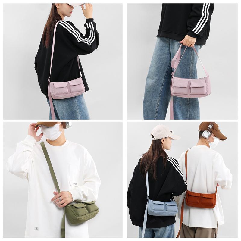 Bolsa Mensageiro Masculina para Deslocamento Bolsa de Ombro Leve Multibolsos Bolsa Feminina