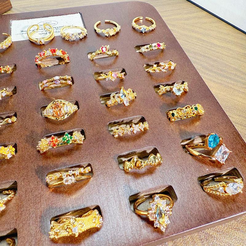 Blind Box Medieval Vintage Gold Niche Retro High-End Open Ring Color Treasure Light Luxury Ring Woman