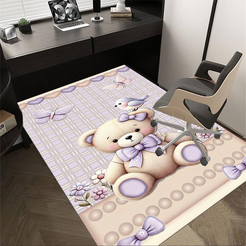 

1PC Bear Butterfly Non-Slip Floor Carpet Compatible for Office&Living Room&Bedroom&Dining room - Flat-Weave Machine-O306 60cm by 90cm