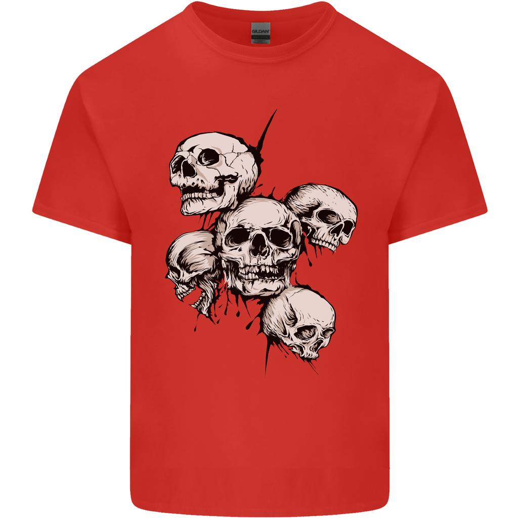 5 Skulls Demons Biker Gothic Heavy Metal Unisexs Light Cotton TShirt