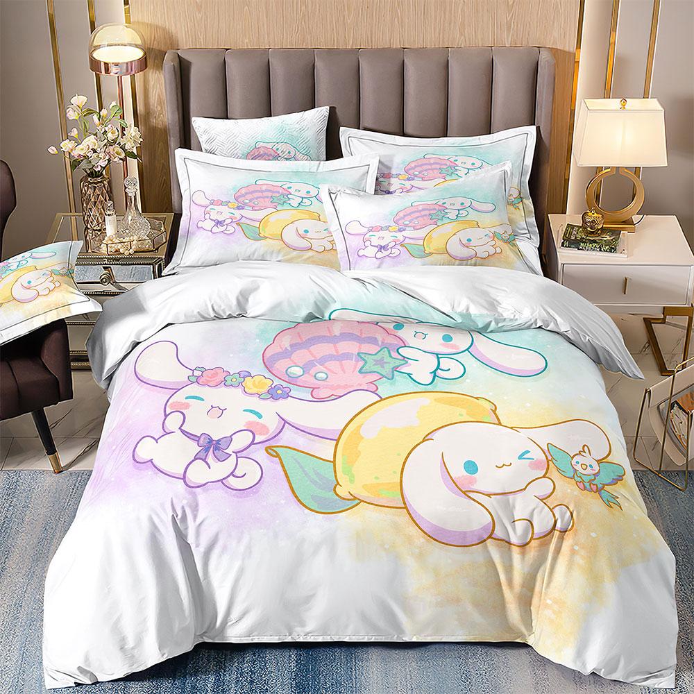 Niedliche Cinnamoroll Bettwäschesets Steppdecke Bettbezug Bettdecke Bettbezug Kissenbezug 2-3-teilige Sets Teenager Kindergeschenke