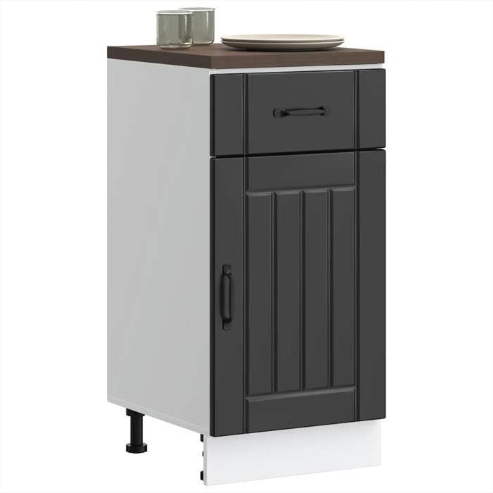 VidaXL Armoire de cuisine Lucca noir bois d'ingénierie, meuble d'évier, meuble de cuisine avec tiroir, meuble de cuisine à 853708
