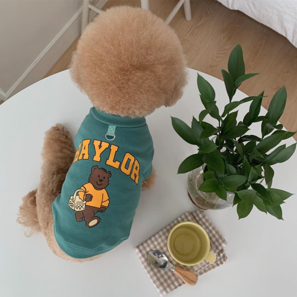 

Fashionable soft dog clothes bear letter printing autumn puppy cute warm clothing XS
