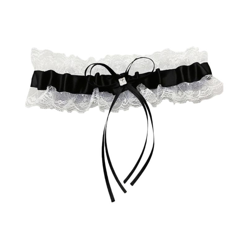 

Gothic Thigh Garter Bows Rose Leg Garter Adjustable Cosplay Accessory Thigh Chain Comfortable Fashion Legwear чорний