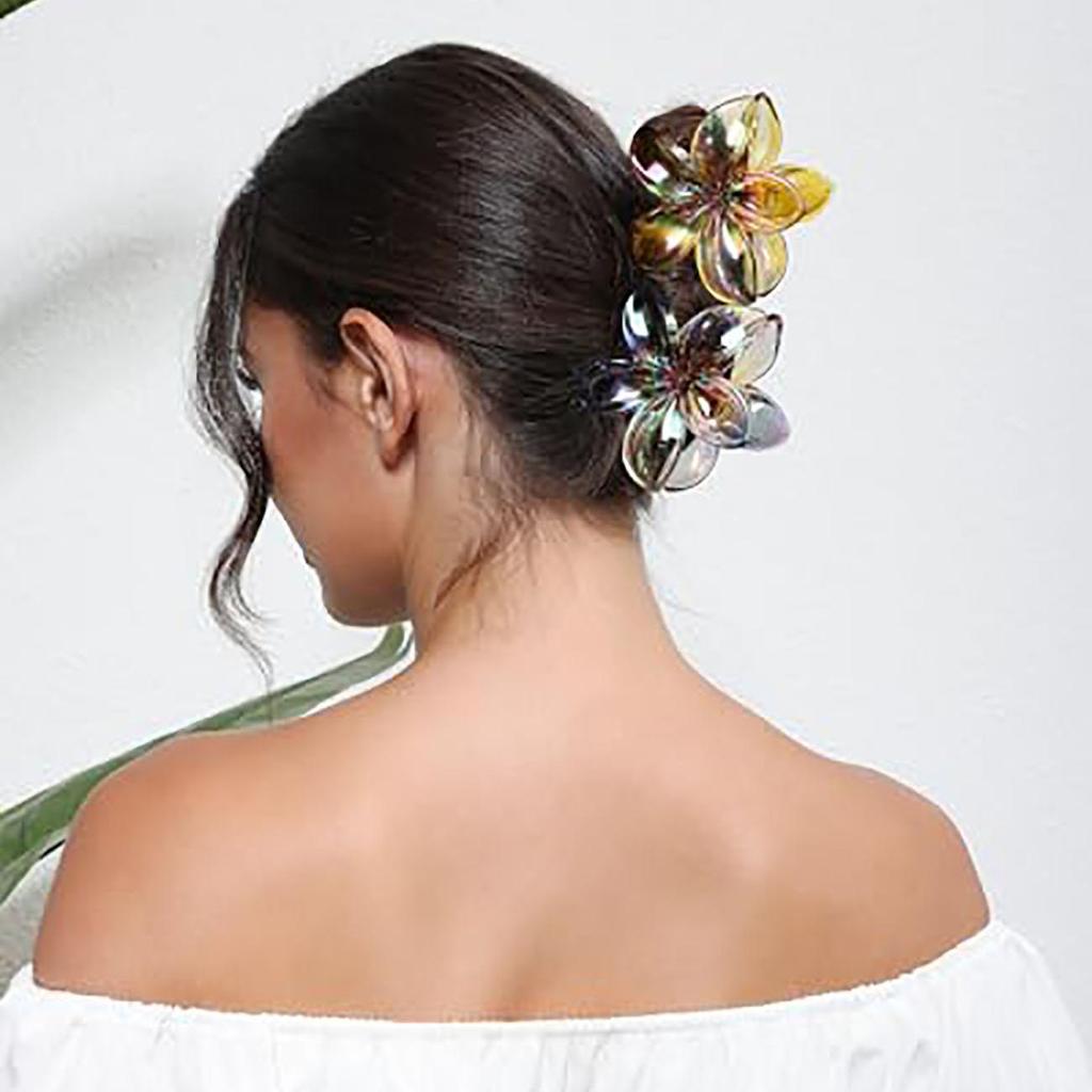 Hairpin Flower Hair Clip Cute Grab Clip Plastic Large Hair Claw Geometry Blingbling Transparent Hair Clip Vacation