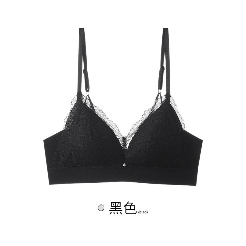 

Lace French Triangle Cup Underwear Women Gather Thin No Steel Rim On Tuo Beautiful Back Modal Sexy Bra Bra 85BC