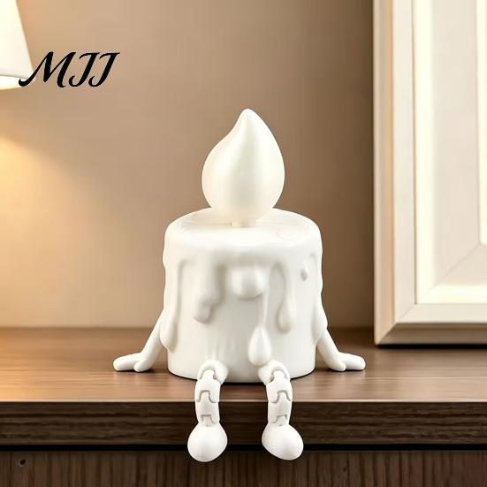 Funny Melting Candle Toy 3D Printing Ornament, Wax Liquid Texture Dripping Sculpture with Lifelike Art Figure Movable Joints, Adjustable