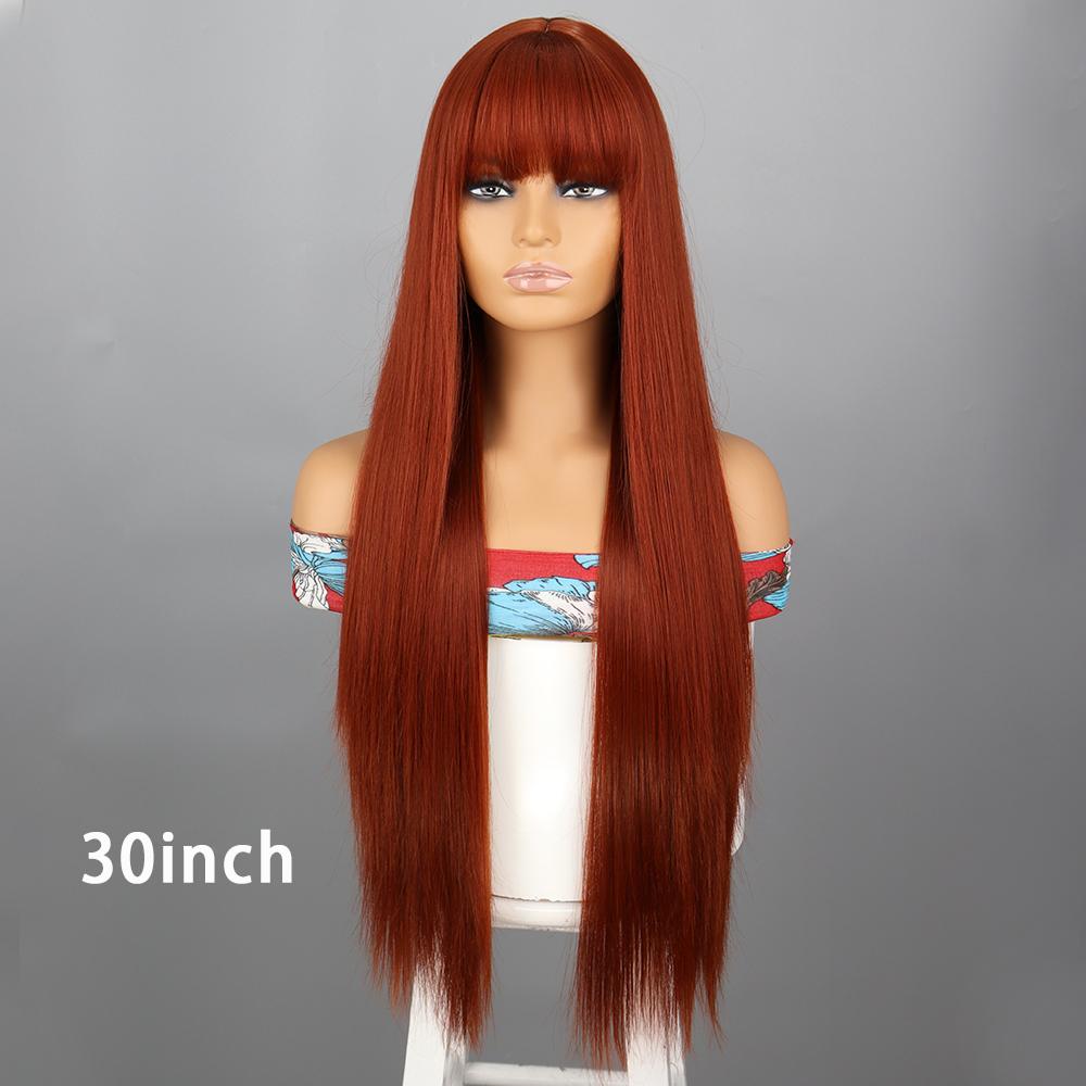 Long Straight Wig With Bangs Natural White Hair Wigs Synthetic Heat Resistant Wigs For Girls Daily Party Use