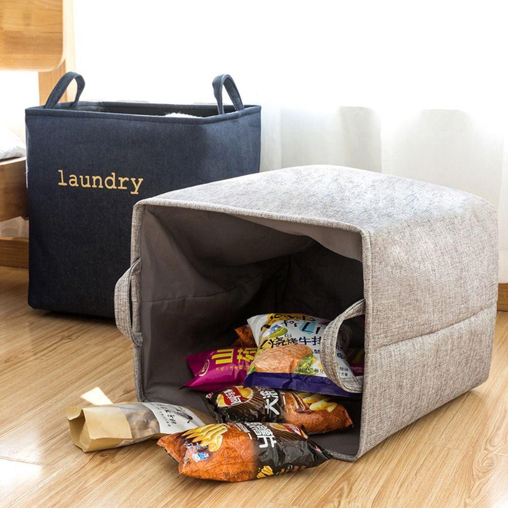 Thick Clothes Storage Crate Foldable Laundry Basket Jute Clothes Storage Basket Stationery