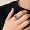 S925 Sterling Silver Yellow Wealth God Woven Open Ring – Unisex Versatile Wide Band