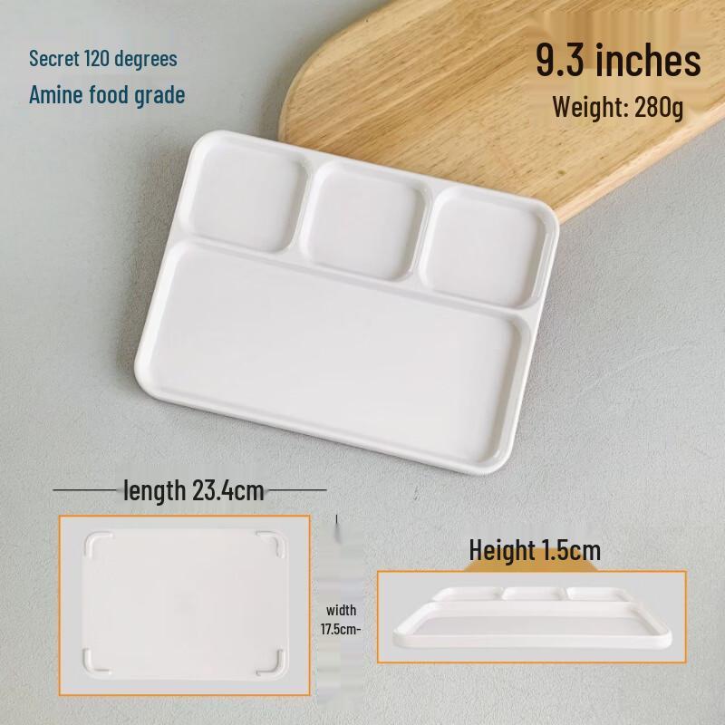Rectangular Melamine 4-Compartment Serving Plate