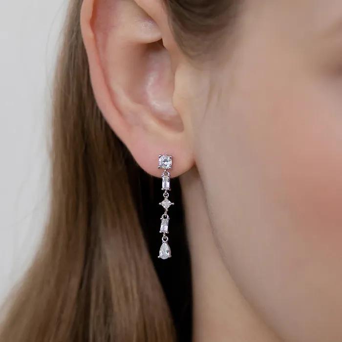 (Silver 925) Cubic Link Drop Earrings EC3283