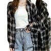 Unisex Karierte Langarm Mittellange Hemdjacke, Größen M-4XL