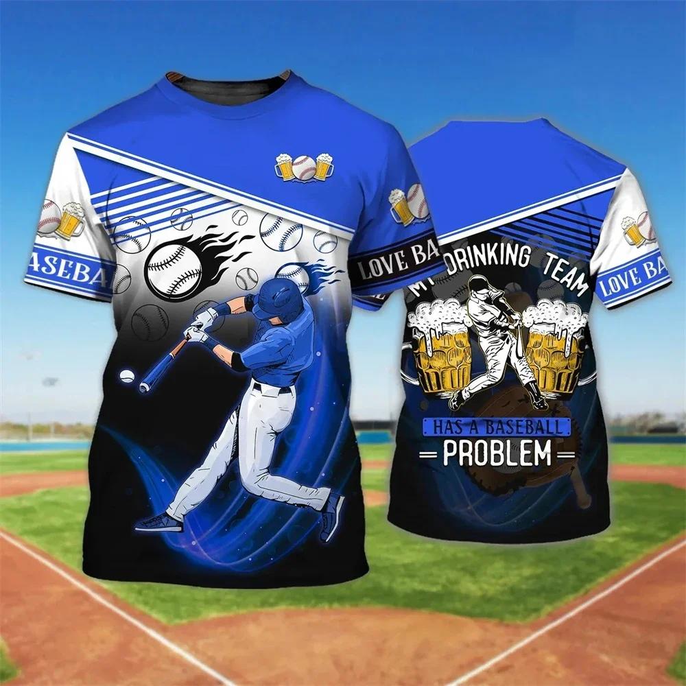 Baseball Sports 3D Printed Outdoor Men's Women's Short Sleeved T-shirt With Round Neck For Children Quick Drying Comfortable Top