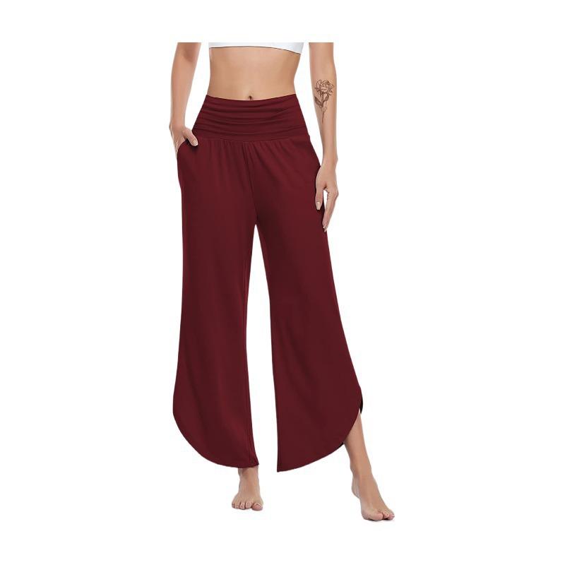 Freizeithosen für Damen mit hoher Taille, lockere, unregelmäßige Hose mit weitem Bein