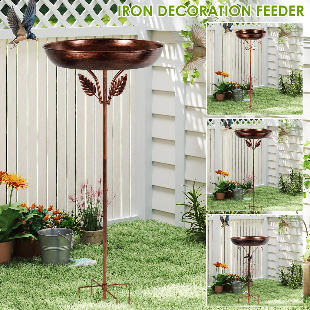 Bird Bath for Garden Metal Standing Bird Bath Feeder Bowls with 5 Prongs Stakes Easy to Install for Patio Outside Yard Decor