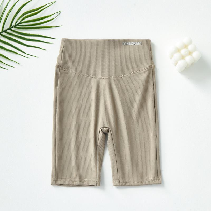 

Girls High-Waist Ribbed Shorts - Summer Style Five-Point Leggings for Kids 110 cm