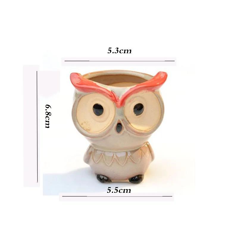 Ceramic Owl Flower Pot Cute Animal Thumb Flower Pot Mini Succulent Cactus Flowerpot Home Living Room Office Decoration Gifts