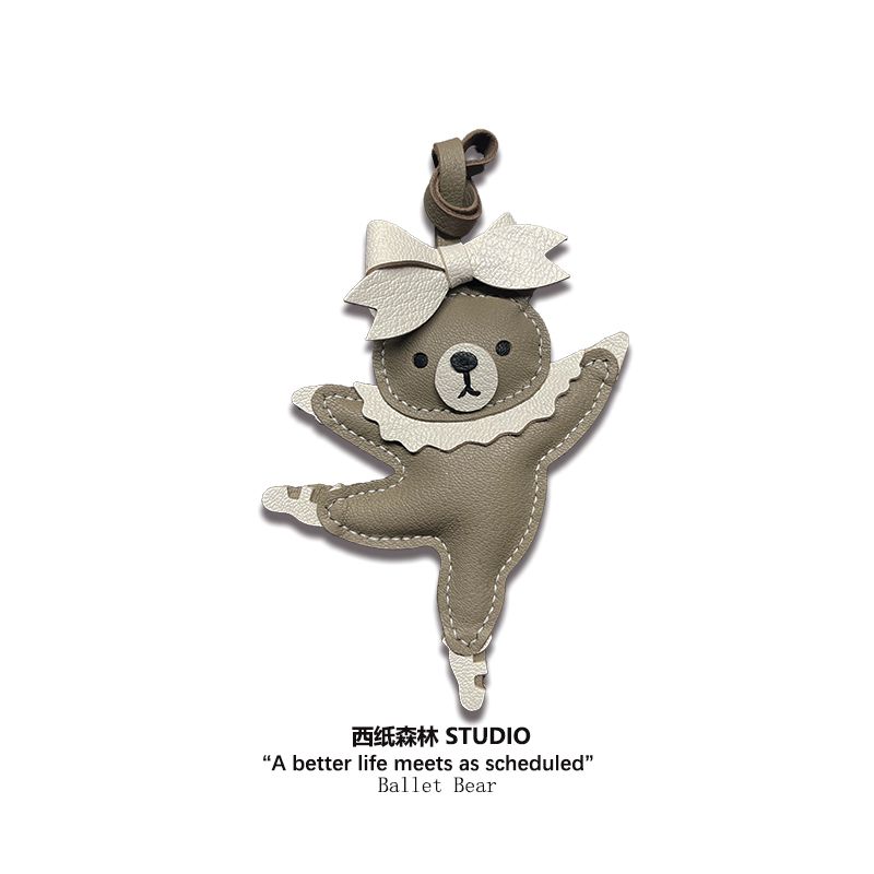 Handmade Ballet Bear Leather Bag Charm High-End Keychain Doll Bag Pendant