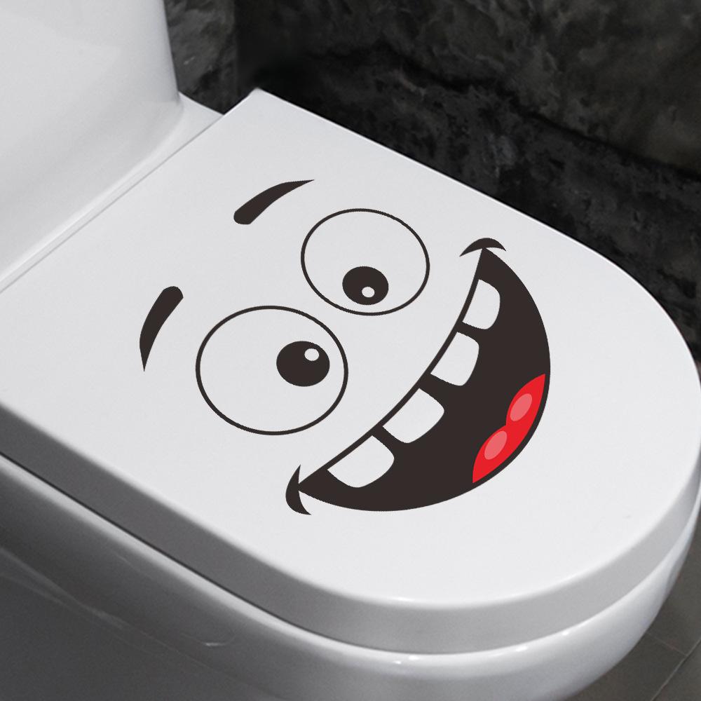 4pcs/ Set of Cartoon Funny Expressions Waterproof Toilet Paste Toilet Lid Decoration Self-paste, Fun Themed Decor