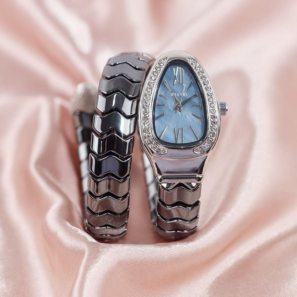 Fashion Black Snake Hot Sell Quartz Watches Women's Full Diamond Steel Strap Watch For Women Bling Unique Luxury Clock Relogio