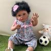 24 Inch Black Skin Reborn Baby Dolls Suesue Soft Cloth Body Real Life Newborn Dolls Handmade Rooted Curly Hair Realistic Baby Dolls for Kids Xmas Gift