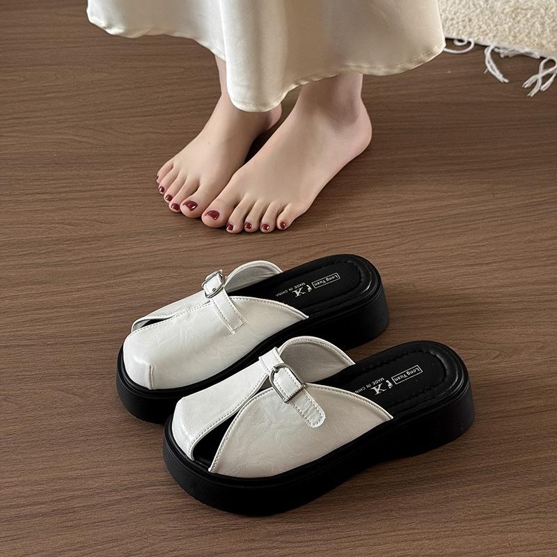 European Station thick-soled bag head half slippers women's summer wear 2025 new versatile one-pedal casual lazy sandals