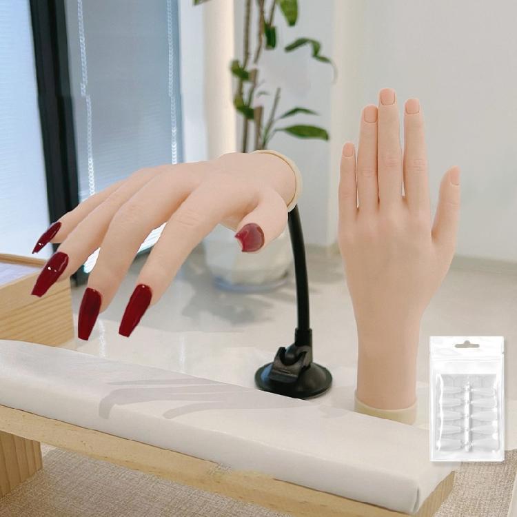 Artificial Nail Practice Hand With Interchangeable Finger Units And Weighted Base For Stability