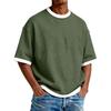 Camiseta Casual Masculina com Gola Redonda e Blocos de Cor - Moderna, Esportiva, de Corte Amplo, Versátil Roupa Masculina de Manga Curta
