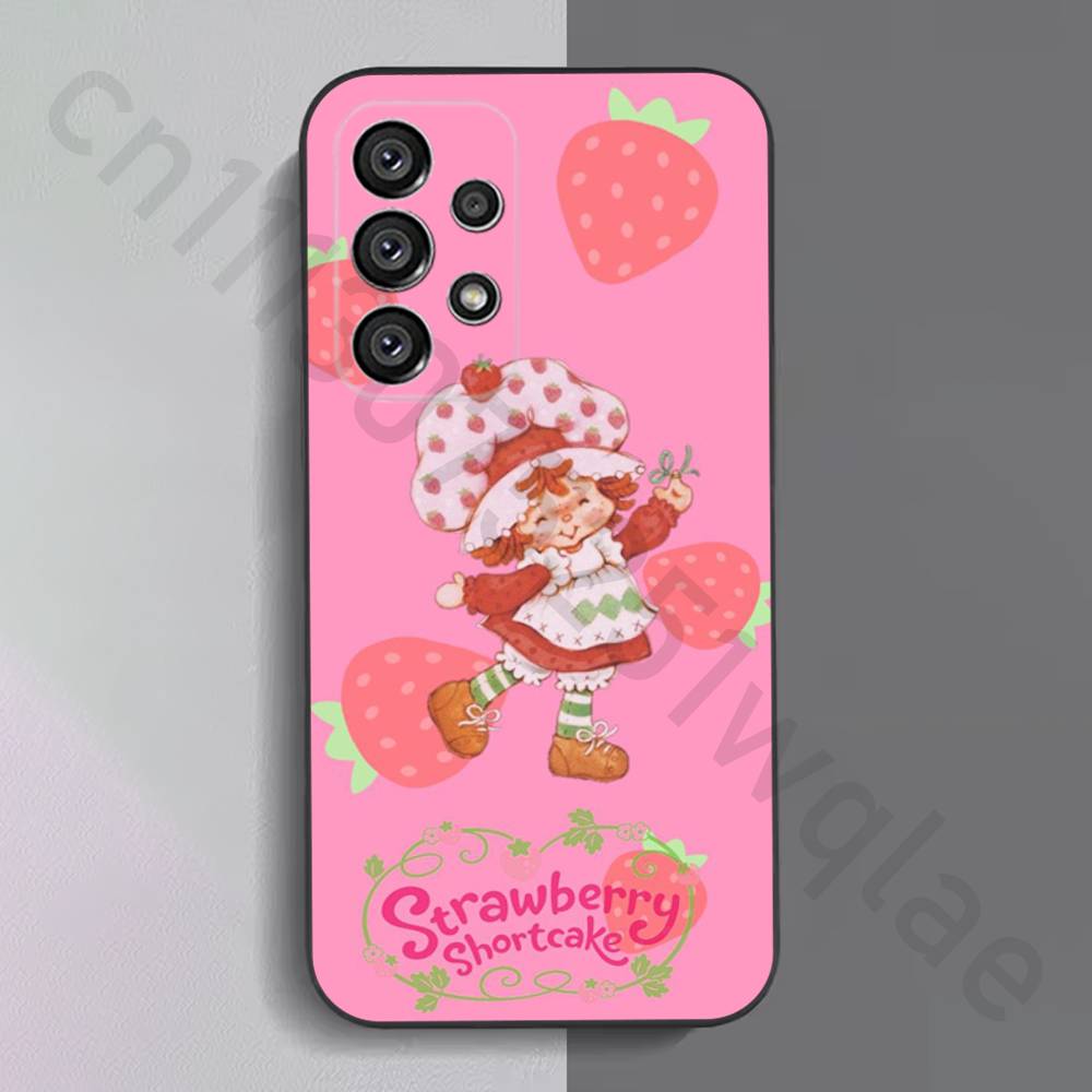Strawberry Shortcakes Phone Case For Samsung S9,S10,S20,S10,S21,S25,S24,S23,Ultra,FE,Plus,Lite,Soft Silicone Black Cover