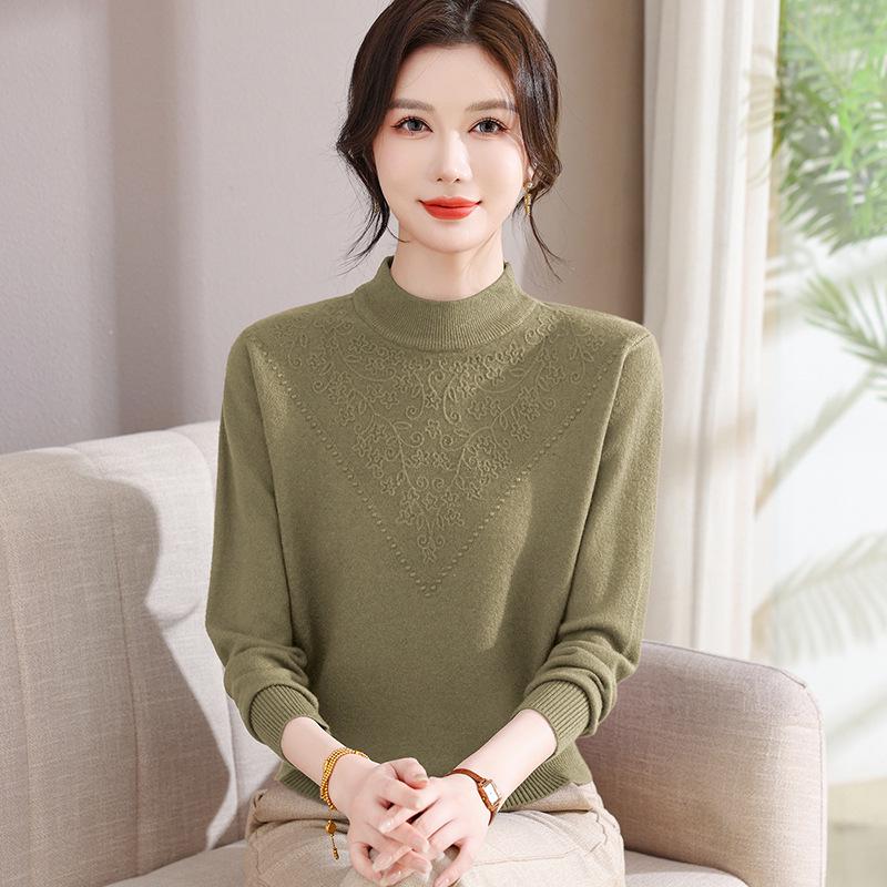 Autumn Thick Knit Lapel Sweater for Middle-Aged Women 50+