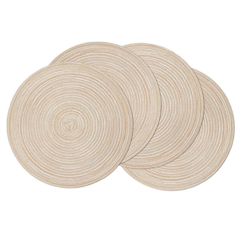 

Heat Resistant Woven Table Mats 15 inch Round Braided Placemats Set of 4 Washable Mats for Farmhouse and Kitchen Table Decor About 38cm&Round