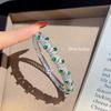 Luxurious Emerald-Colored Full Diamond Bracelet and Hollow Egg Diamond Bangle Women's Accessories.