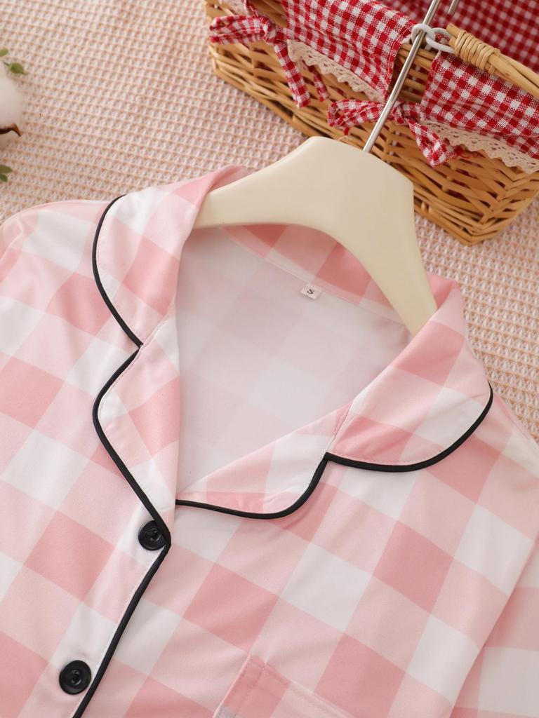 Grensoverschrijdende Nieuwe Stijl Pyjama Set met Lange Mouwen - Comfortabel, Ademend, Casual Kleding met Reverskraag, Geschikt voor Buiten of Thuis