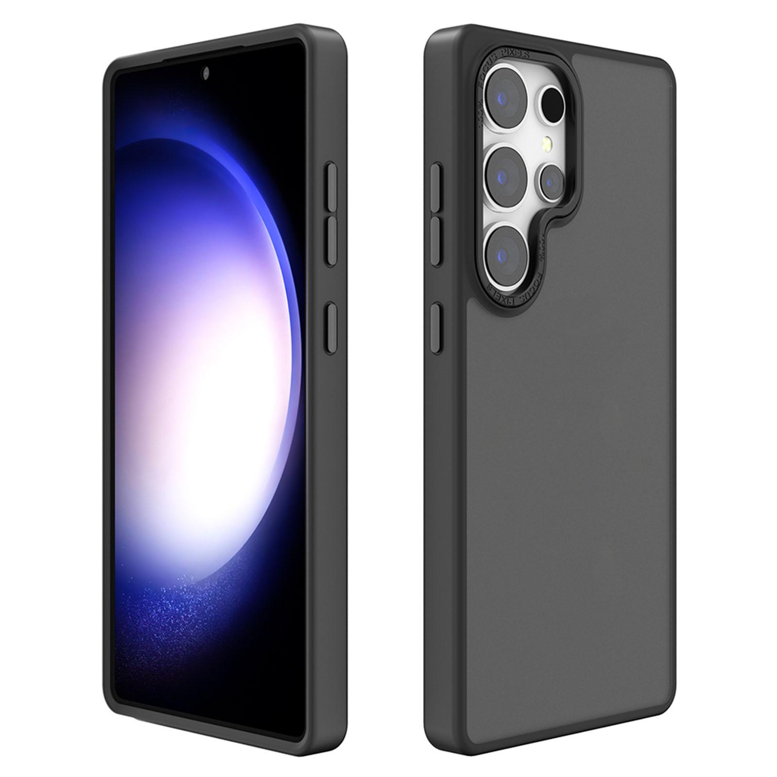 

Для Samsung Galaxy S25 Ultra Чехол Skin-Touch PC+TPU Полупрозрачный Матовый Чехол для Телефона Black