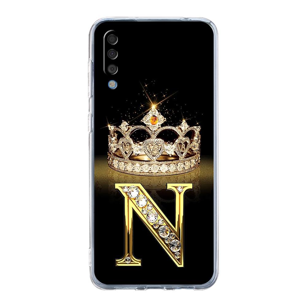 Diamond Crown Letter 26 Case For Samsung A54 A52 A50 A70 A40 A20S A20E A02S A12 A14 A16 A22 A24 A42 A34 A32 5G A04s A06 Cover