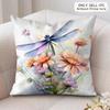 Watercolor Dragonfly Cushion Cover Soft Plush Fabric DoubleSided Printed Cushion Covers for All Seasons Modern HomeDecor Gift
