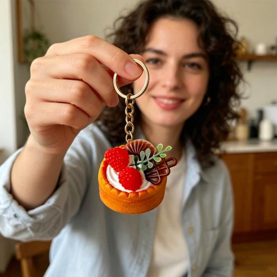 Simulated Food Squeeze Toy Keychain Stress Relief Bread Dessert Key Ring Backpack Hanging Decoration Bag Charm Purse Pendant